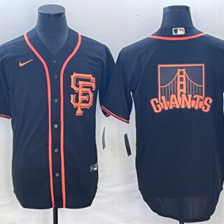 Men's San Francisco Giants Black Team Big Logo Cool Base Stitched Baseball Jersey