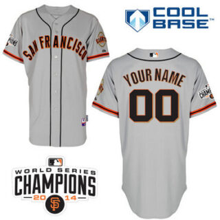 Men's San Francisco Giants Customized 2014 World Series Champion Patch Gray Jersey
