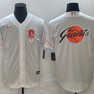 Men's San Francisco Giants White Team Big Logo Cool Base Stitched Baseball Jersey