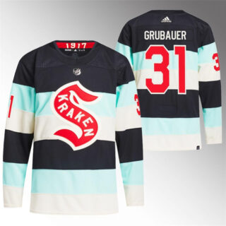 Men's Seattle Kraken #31 Philipp Grubauer 2024 Deep Sea Blue Winter Classic Stitched Jersey