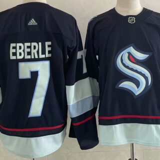 Men's Seattle Kraken #7 Jordan Eberle Navy Blue Adidas Stitched NHL Jersey