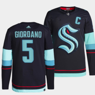 Men's Seattle Kraken 5 Mark Giordano Navy Stitched Jersey