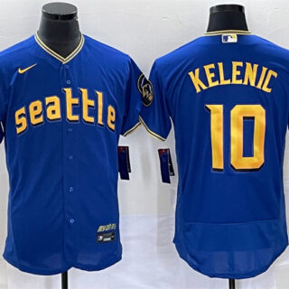 Men's Seattle Mariners #10 Jarred Kelenic Royal 2023 City Connect Flex Base Stitched Jersey
