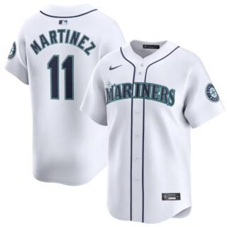 Men's Seattle Mariners #11 Edgar Martinez White Home Limited Stitched Jersey