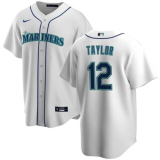 Men's Seattle Mariners #12 Samad Taylor White Cool Base Stitched Jersey
