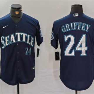 Men's Seattle Mariners #24 Ken Griffey Jr. Navy Cool Base Stitched Baseball Jersey