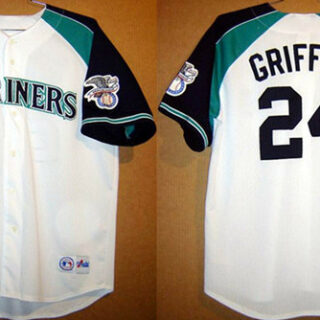 Men's Seattle Mariners #24 Ken Griffey White Stitched Jersey