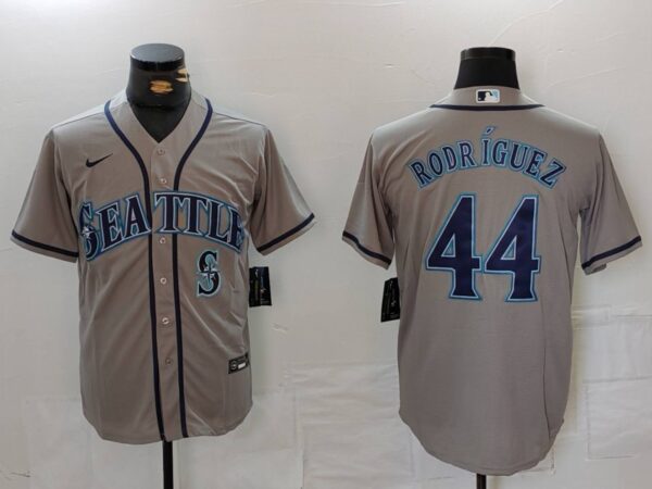Men's Seattle Mariners #44 Julio Rodríguez Grey Cool Base Stitched Jerseys