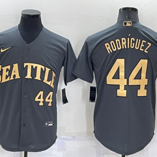 Men's Seattle Mariners #44 Julio Rodriguez Number Grey 2022 All Star Stitched Cool Base Nike Jersey