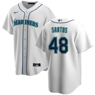 Men's Seattle Mariners #48 Gregory Santos White Cool Base Stitched Jersey