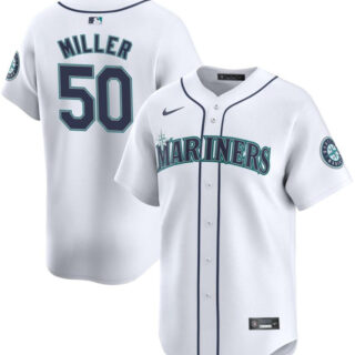 Men's Seattle Mariners #50 Bryce Miller White Home Limited Stitched Jersey