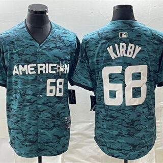 Men's Seattle Mariners #68 George Kirby Teal 2023 All-Star Cool Base With Patch Stitched Baseball Jersey