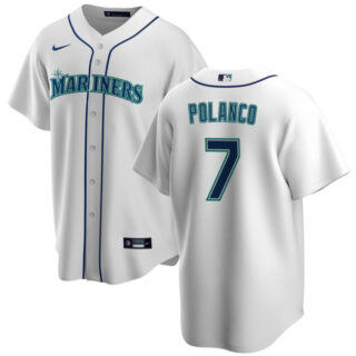 Men's Seattle Mariners #7 Jorge Polanco White Cool Base Stitched Jersey