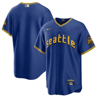 Men's Seattle Mariners Blank Royal 2023 City Connect Cool Base Stitched Baseball Jersey