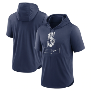 Men's Seattle Mariners Navy Short Sleeve Pullover Hoodies