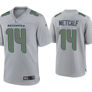 Men's Seattle Seahawks #14 D.K. Metcalf Grey Atmosphere Fashion Stitched Game Jersey