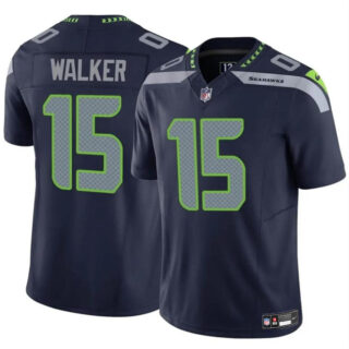 Men's Seattle Seahawks #15 P.J. Walker Navy 2024 F.U.S.E Vapor Limited Stitched Football Jersey