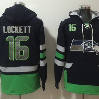 Men's Seattle Seahawks #16 Tyler Lockett Black Green Ageless Must-Have Lace-Up Pullover Hoodie