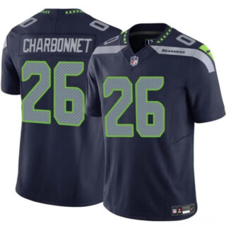 Men's Seattle Seahawks #26 Zach Charbonnet Navy 2024 F.U.S.E Vapor Limited Stitched Football Jersey