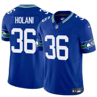 Men's Seattle Seahawks #36 George Holani Royal 2024 F.U.S.E Throwback Vapor Limited Stitched Football Jersey