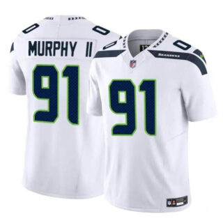 Men's Seattle Seahawks #91 Byron Murphy II White 2024 Draft F.U.S.E Vapor Limited Stitched Football Jersey