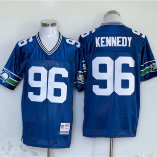 Men's Seattle Seahawks #96 Cortez Kennedy Blue Throwback Stitched Football Jersey