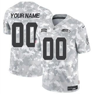 Men's Seattle Seahawks Active Player Custom 2024 F.U.S.E Arctic Camo Salute To Service Limited Stitched Football Jersey