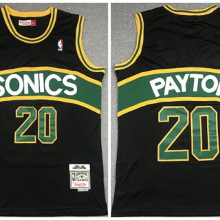 Men's Seattle Supersonic #20 Gary Payton Black 1994-95 Throwback SuperSonics Stitched