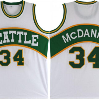 Men's Seattle Supersonics #34 Xavier McDaniel White Stitched Basketball Jersey