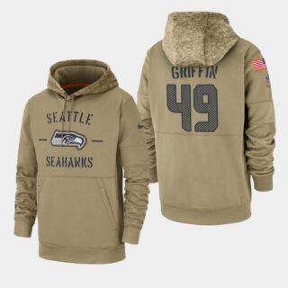 Men's Shaquem Griffin Seattle Seahawks 2019 Salute to Service Sideline Therma Pullover Hoodie - Tan