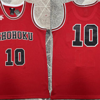 Men's Shohoku #10 Sakuragi Hanamichi Red Stitched Basketball Jersey