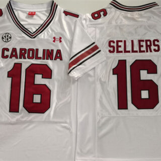Men's South Carolina Fighting Gamecocks #16 LaNorris Sellers White Stitched Jersey
