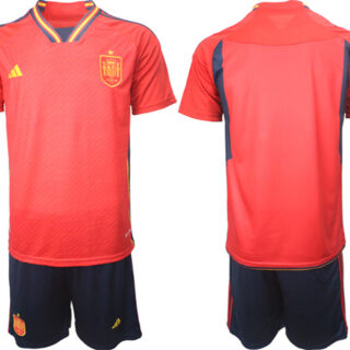 Men's Spain Blank Red Home Soccer Jersey Suit