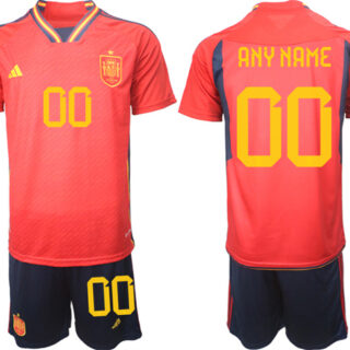 Men's Spain Custom Red Home Soccer Jersey Suit