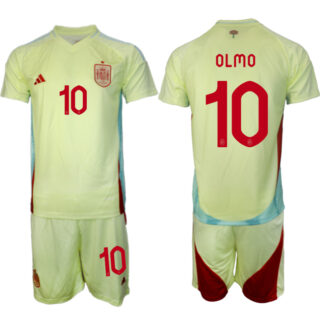 Men's Spain Team #10 Olmo 2024-25 Yellow Away Soccer Jerseys