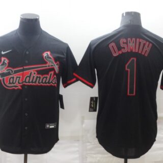 Men's St. Louis Cardinals #1 Ozzie Smith Black Shadow Cool Base Stitched Jersey