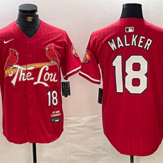 Men's St. Louis Cardinals #18 Jordan Walker Red 2024 City Connect Limited Stitched Baseball Jersey