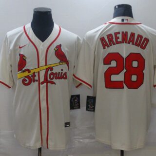 Men's St. Louis Cardinals #28 Nolan Arenado Cream Stitched MLB Cool Base Nike Jersey