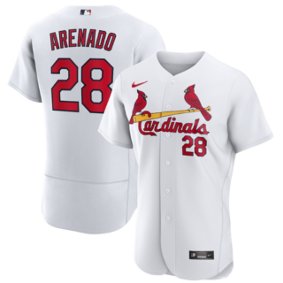 Men's St. Louis Cardinals #28 Nolan Arenado White Flex Base Stitched Jersey