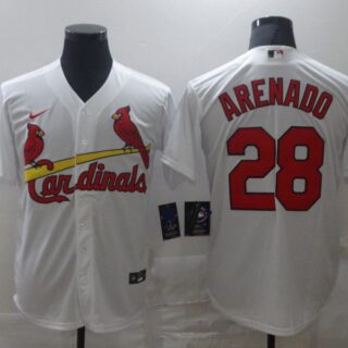 Men's St. Louis Cardinals #28 Nolan Arenado White Stitched MLB Cool Base Nike Jersey