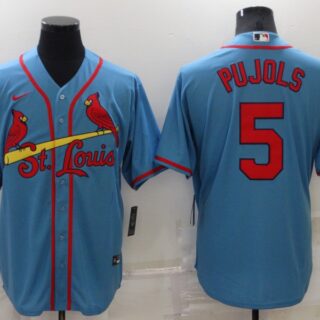 Men's St. Louis Cardinals #5 Albert Pujols Blue Cool Base Stitched Jersey