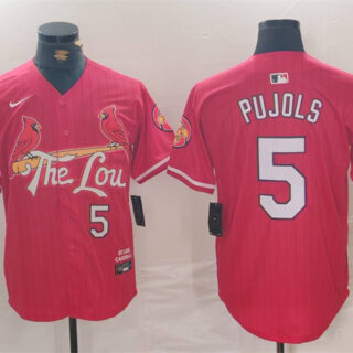 Men's St. Louis Cardinals #5 Albert Pujols Red 2024 City Connect Stitched Baseball Jersey
