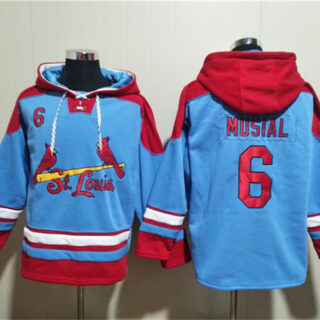 Men's St.Louis Cardinals #6 Stan Musial Blue Ageless Must-Have Lace-Up Pullover Hoodie