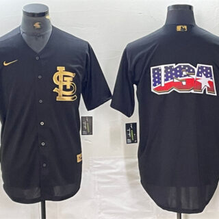 Men's St. Louis Cardinals Black Team Big Logo Cool Base Stitched Jersey