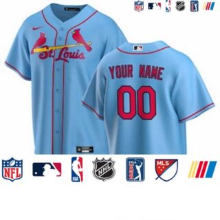 Men's St. Louis Cardinals Nike Light Blue Alternate 2020 Replica Custom Jersey