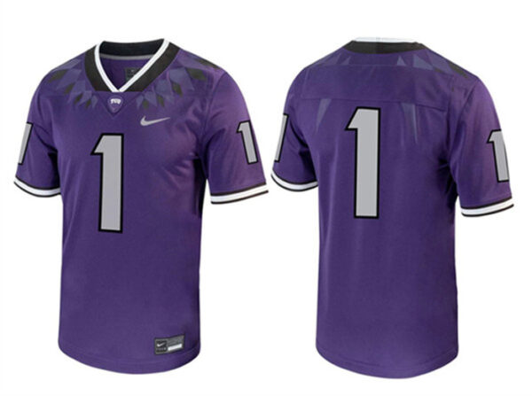 Men's TCU Horned Frogs #1 Purple Stitched Game Jersey