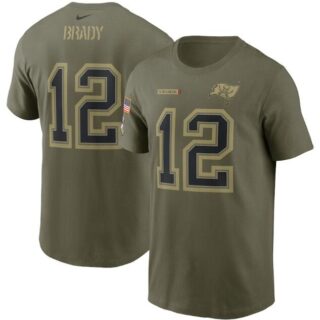 Men's Tampa Bay Buccaneers #12 Tom Brady 2021 Olive Salute To Service Legend Performance T-Shirt