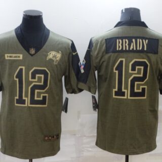 Men's Tampa Bay Buccaneers #12 Tom Brady Nike Olive 2021 Salute To Service Limited Player Jersey