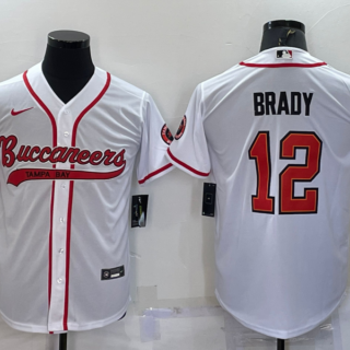 Men's Tampa Bay Buccaneers #12 Tom Brady White Cool Base Stitched Baseball Jersey