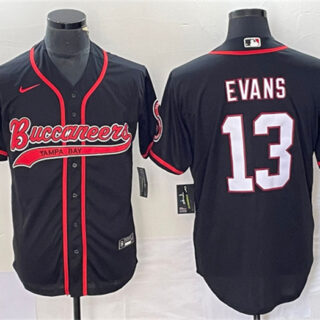Men's Tampa Bay Buccaneers #13 Mike Evans Black Cool Base Stitched Baseball Jersey